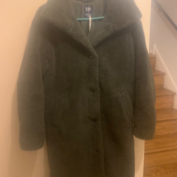 NWT Gap Sherpa coat mistletoe green xs - Picture 3 of 8